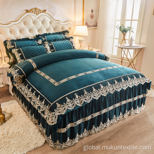 Velvet Bed Skirts bed skirts set with Lace Bed Skirt Bedspread Supplier